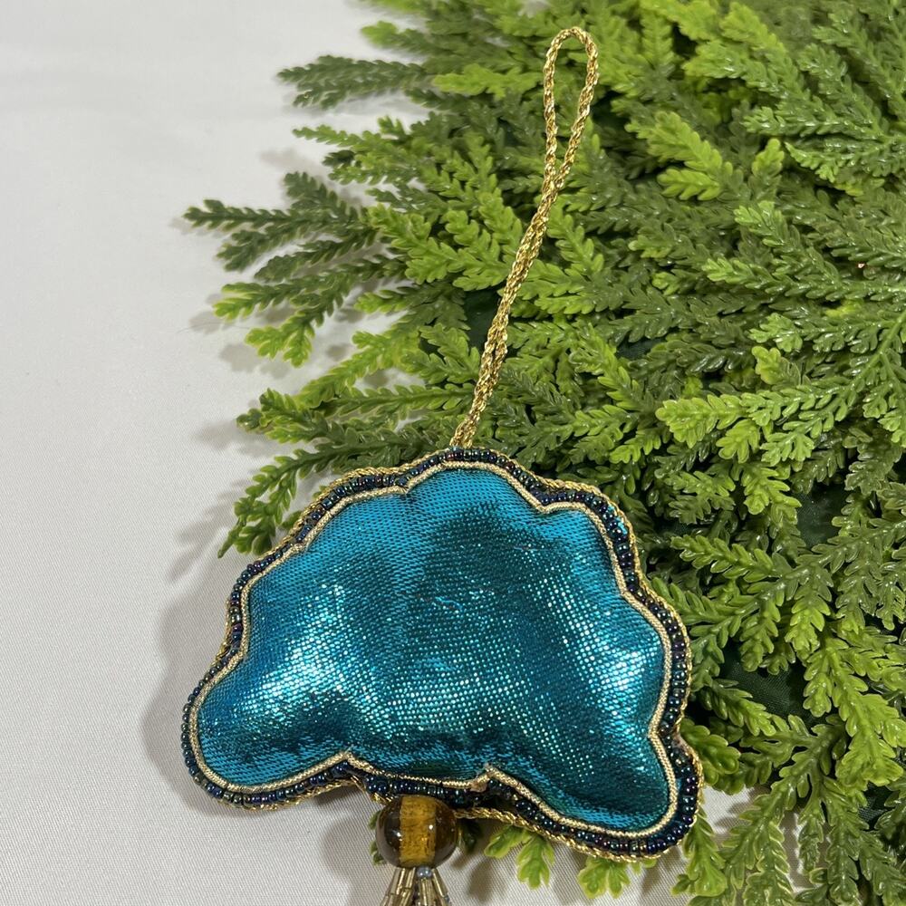 World Market Global Art Deco Beaded Sequin Peacock Christmas Ornament Hanging - Picture 4 of 8